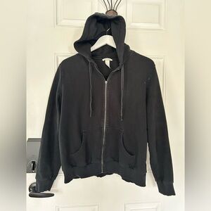 Basic Editions Black Zip Hoodie with Drawstring